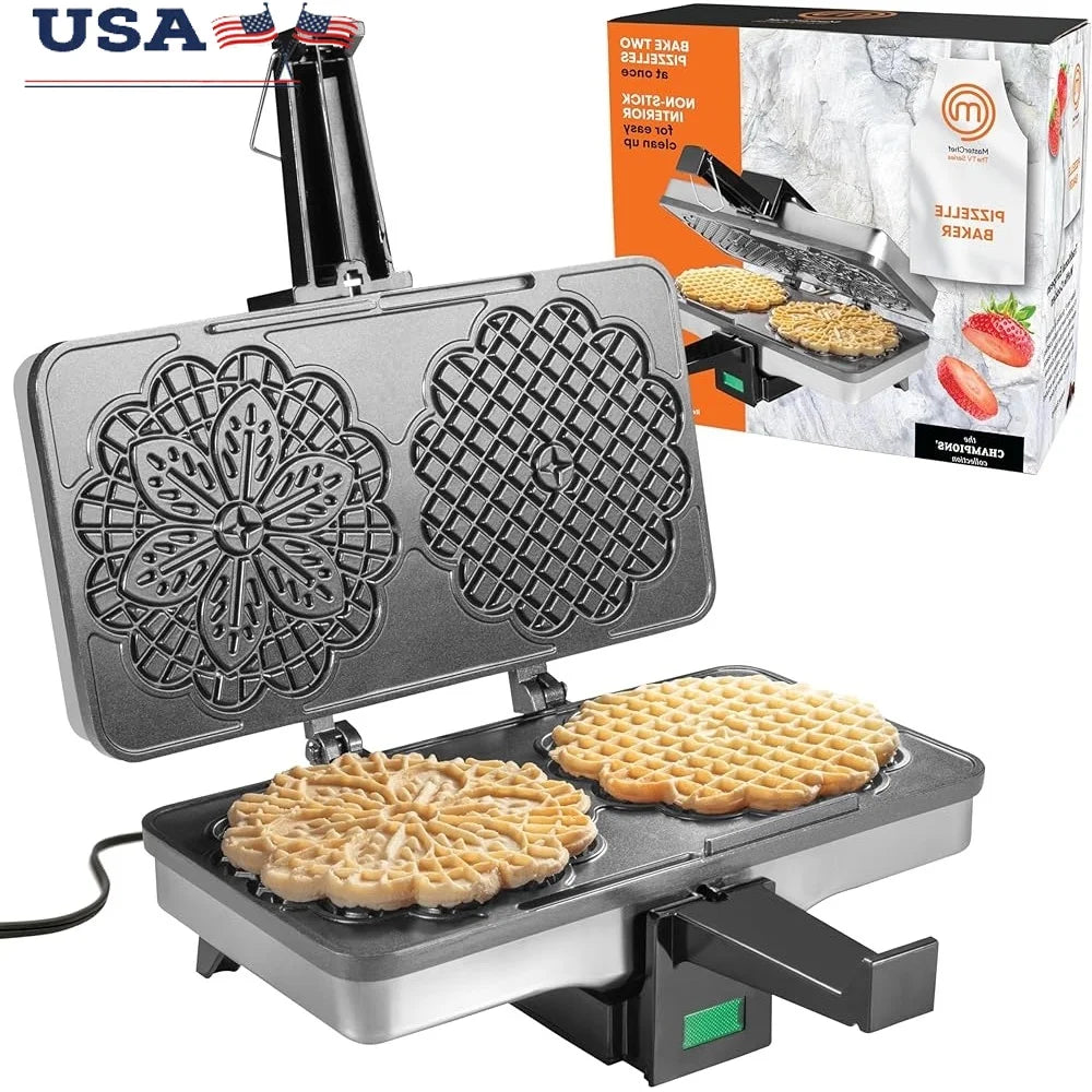 Pizzelle Maker Nonstick Electric Bake Two Italian Waffle Cookies with Protective Steam Guard Easy Cleanup Pizzelle Press