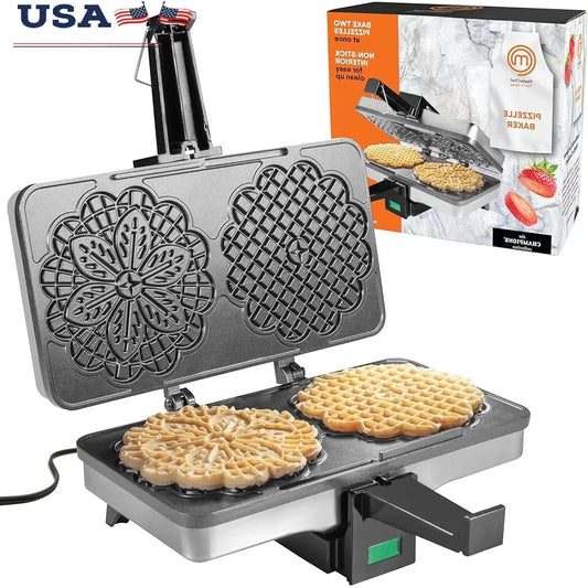 Pizzelle Maker Nonstick Electric Bake Two Italian Waffle Cookies with Protective Steam Guard Easy Cleanup Pizzelle Press