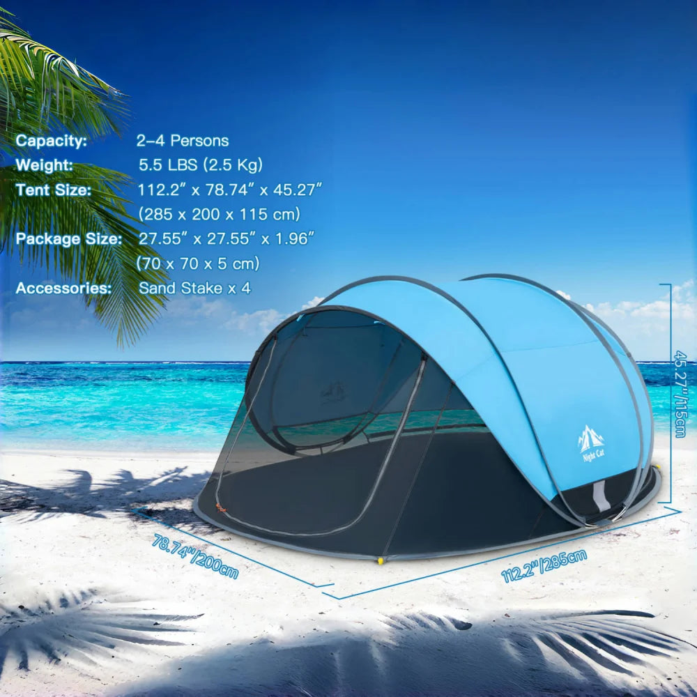 Large Sun Shade Shelter Pop up Canopy Tent for 2-4 Persons Beach Picnic Sport Activities Outdoor Sun Protection Umbrella