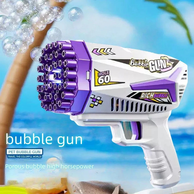Rechargeable Bubble Gun With Large Capacity And Colored Lights Indoor Outdoor