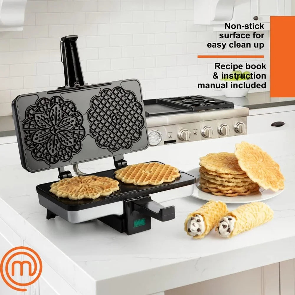 Pizzelle Maker Nonstick Electric Bake Two Italian Waffle Cookies with Protective Steam Guard Easy Cleanup Pizzelle Press