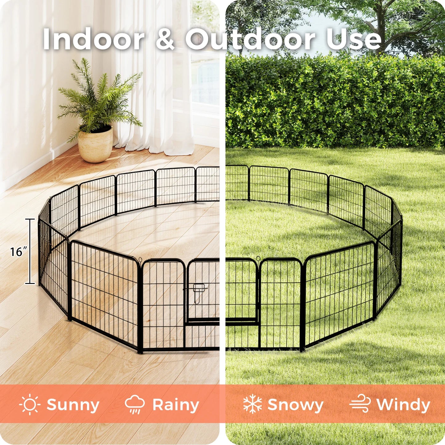Heavy Duty Metal Puppy Playpen 24 32 40 Inch 8 Or 16 Panels Indoor Outdoor