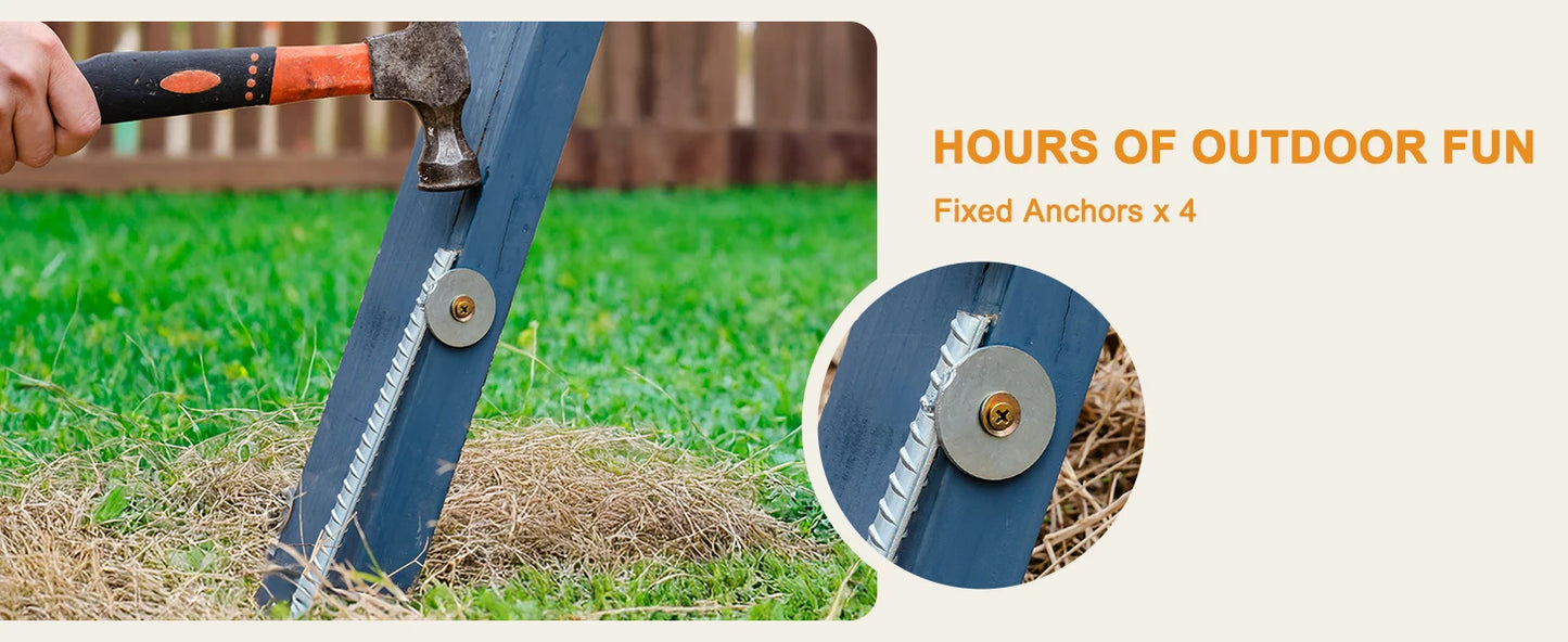 Robotime Robud 3 In 1 Wooden Playground Swing Set For Backyard With Tree Swing