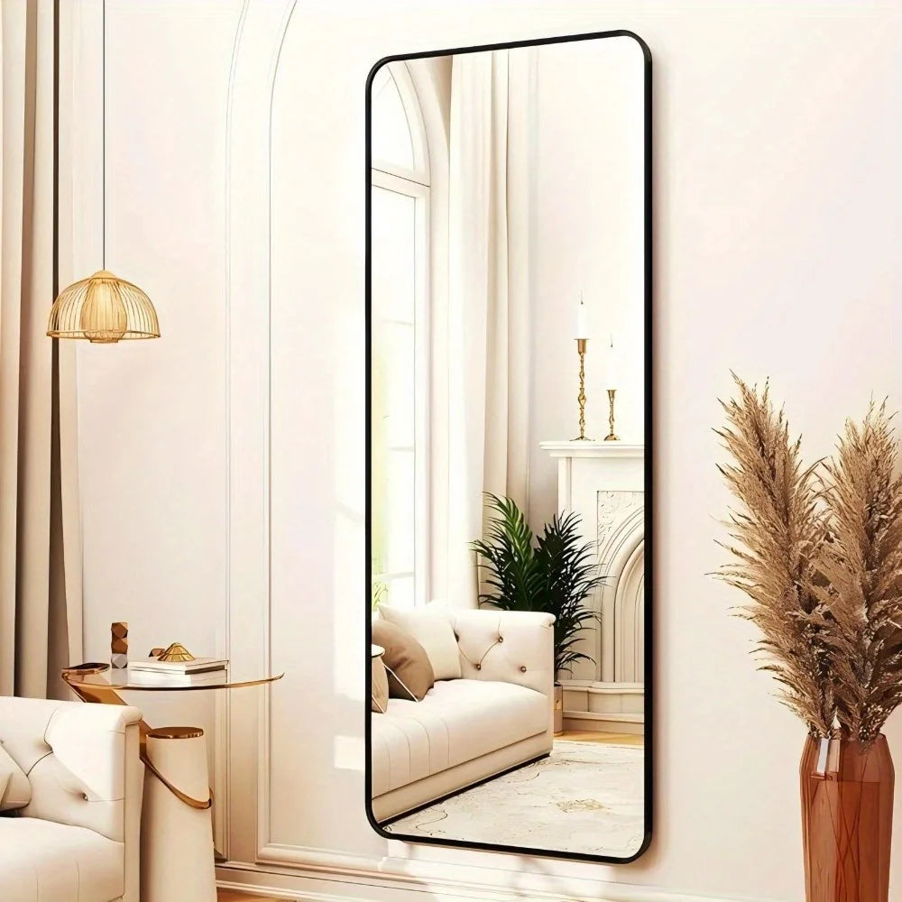 59 Inch By 16.2 Inch Full Length Mirror Standing Full Body Mirror Black