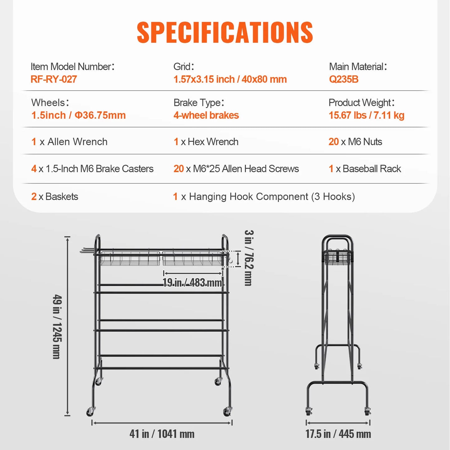 Vevor 4 Layer Rolling Basketball Shooting Training Stand With Wheels Organizer