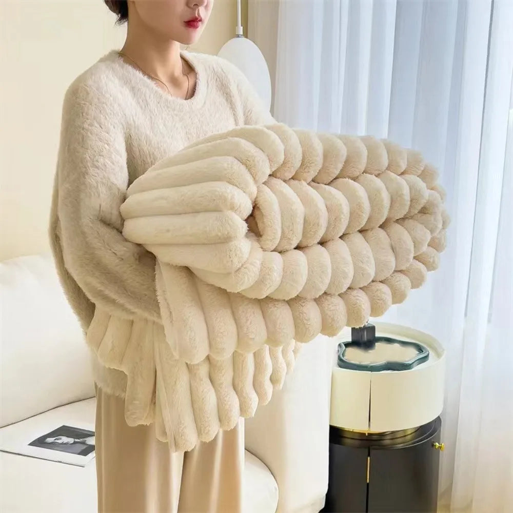 New Double Sided Warm Blanket Breathable Throw Solid Color Cotton