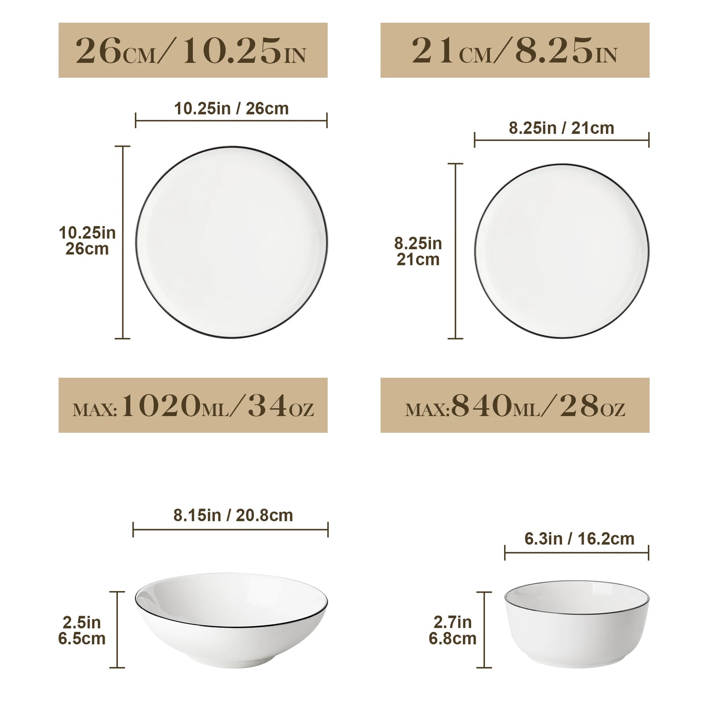 Malacasa 12 16 18 24 Piece Porcelain Dinnerware Set With Plates And Bowls