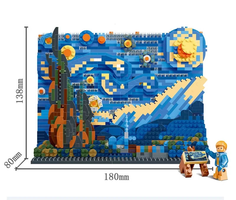 Van Gogh Starry Night The Great Wave Micro Building Blocks Education Toy Gift