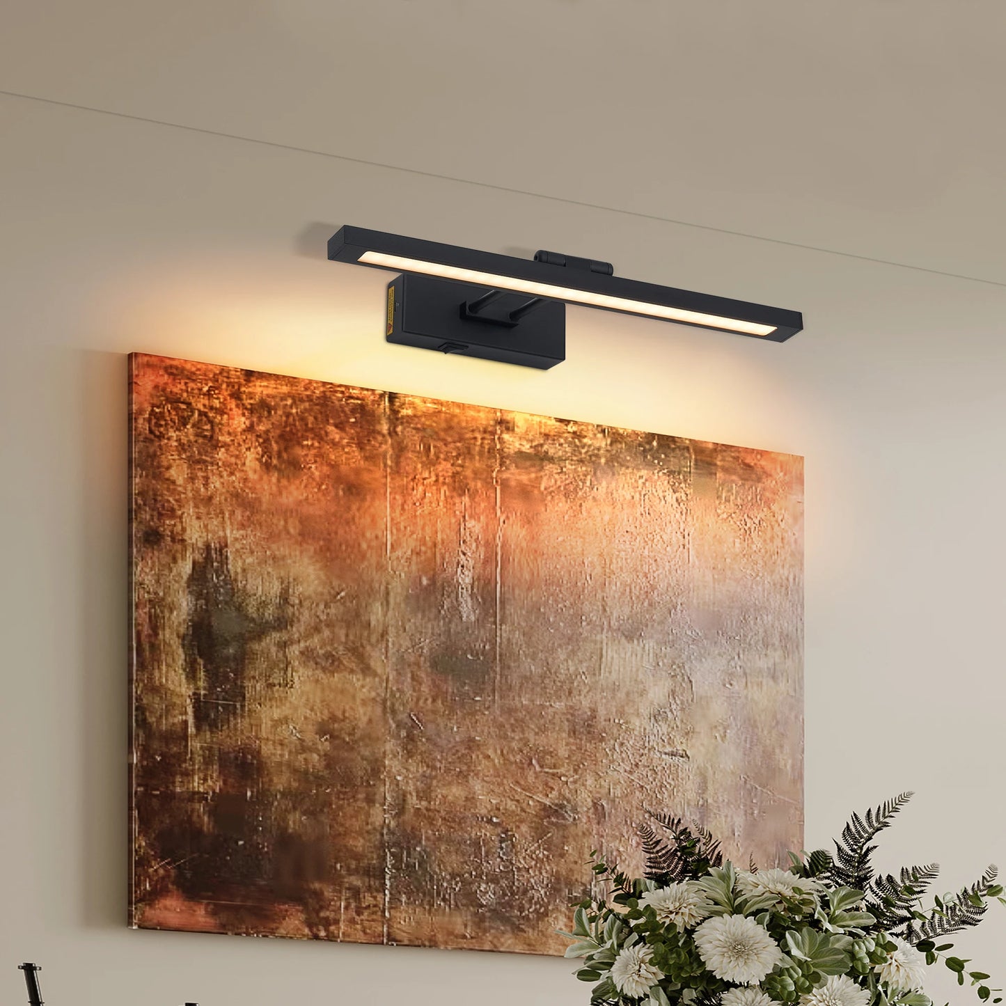 Rechargeable Picture Light With Remote Dimmable LED Black Art Light For Artwork