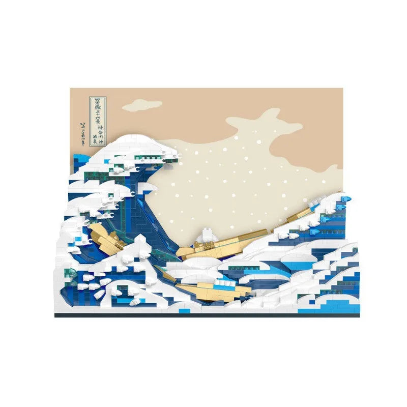 Van Gogh Starry Night The Great Wave Micro Building Blocks Education Toy Gift