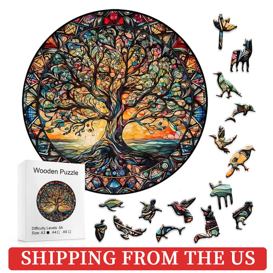 Wooden Tree Of Life Puzzle For Adults Irregular Animal Shaped Jigsaw Gift