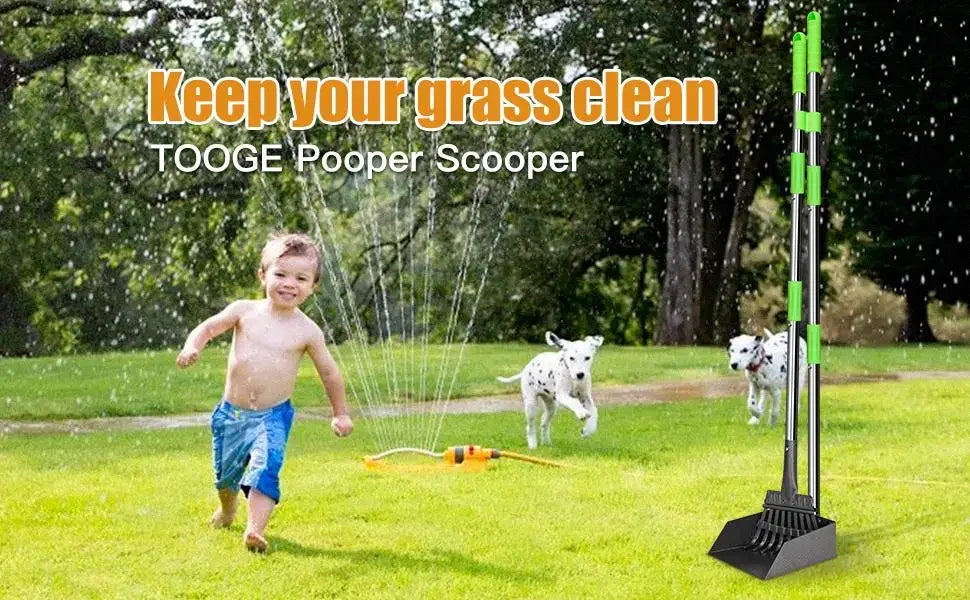 Dog Poop Scoop With Long Handle Stainless Steel Tray And Rake For Medium Dogs