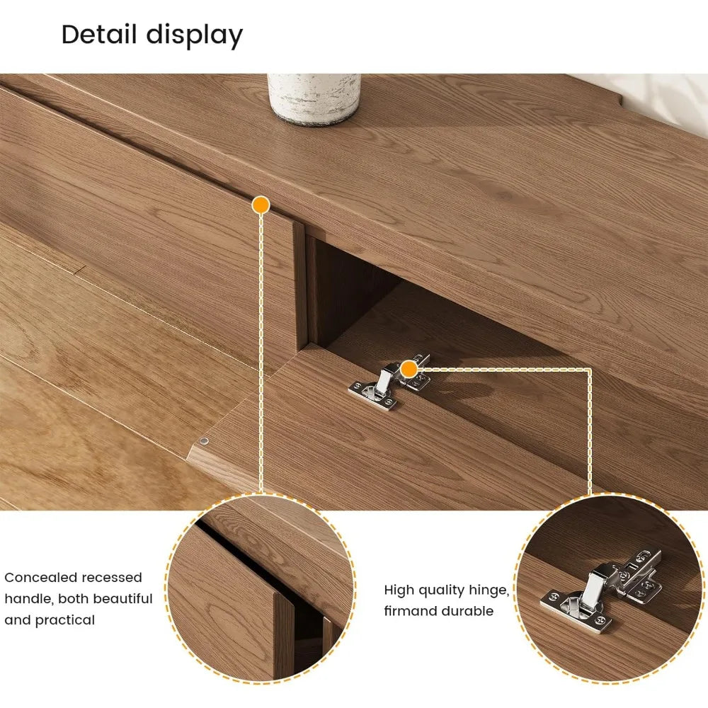 Walnut Modern Minimalist Wall Mounted TV Stand With 3 Drawers