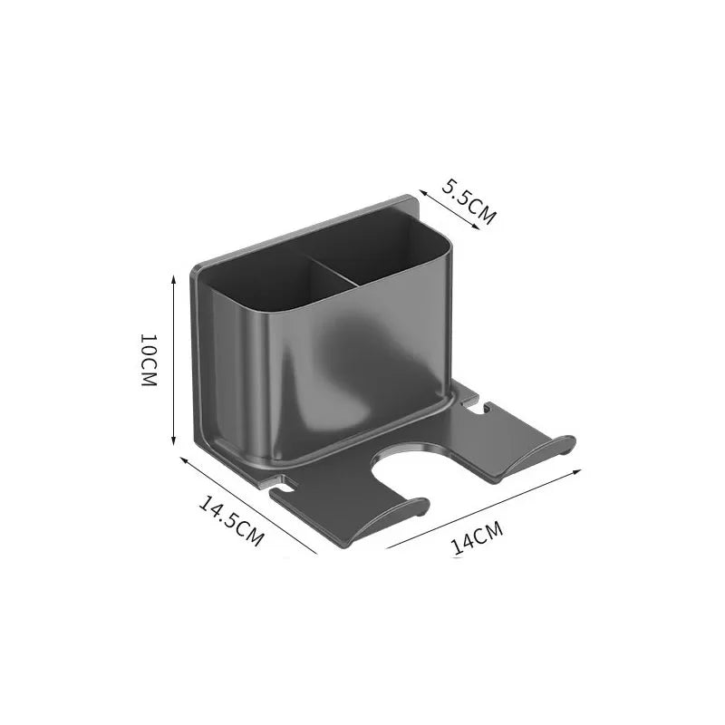 Wall Mounted Hair Dryer Holder And Hair Straightener Stand Bathroom Organizer