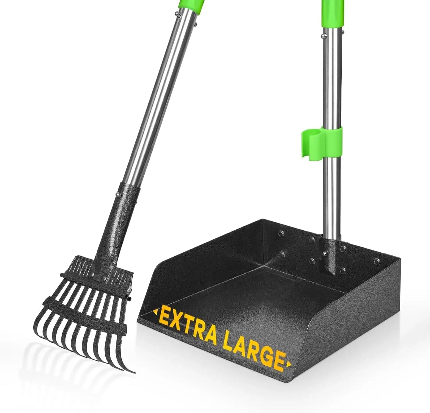 Dog Poop Scoop With Long Handle Stainless Steel Tray And Rake For Medium Dogs