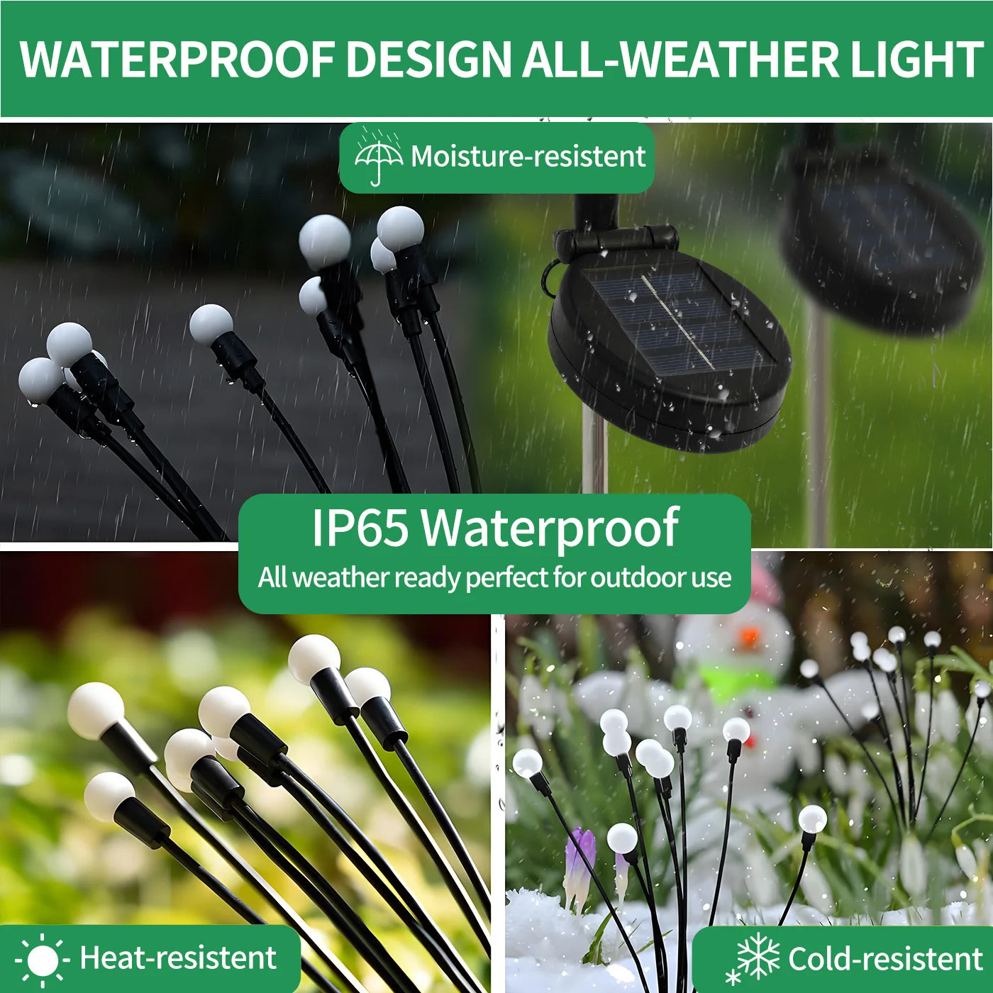 8 Head Solar Led Firefly Lights Outdoor Pathway Lights Waterproof Flexible