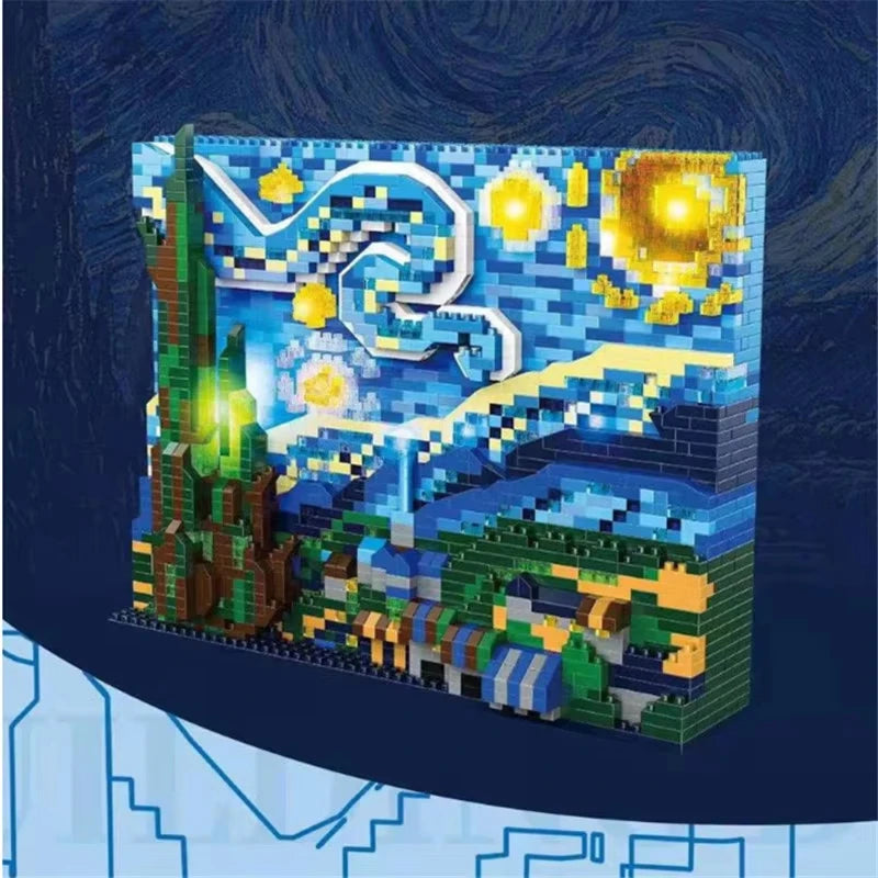 Van Gogh Starry Night The Great Wave Micro Building Blocks Education Toy Gift