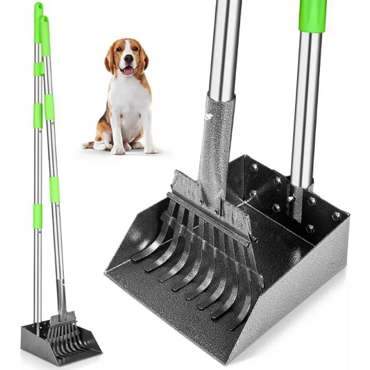 Dog Poop Scoop With Long Handle Stainless Steel Tray And Rake For Medium Dogs