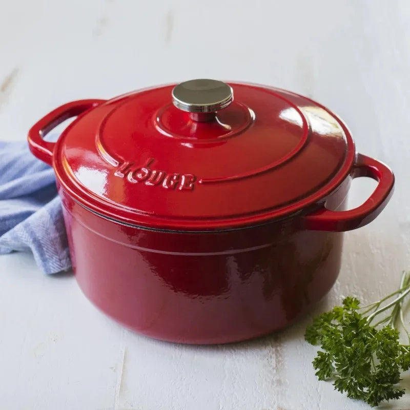 Lodge 5.5 Qt Red Enameled Cast Iron Dutch Oven Nonstick Cookware