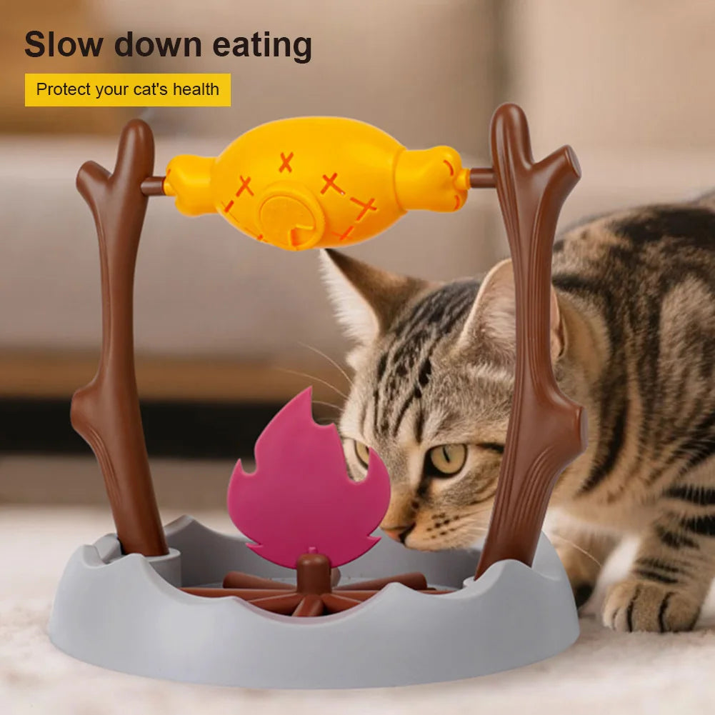 Grilled Fish Spinning Toy For Cats And Dogs Treat Dispensing Slow Feeder