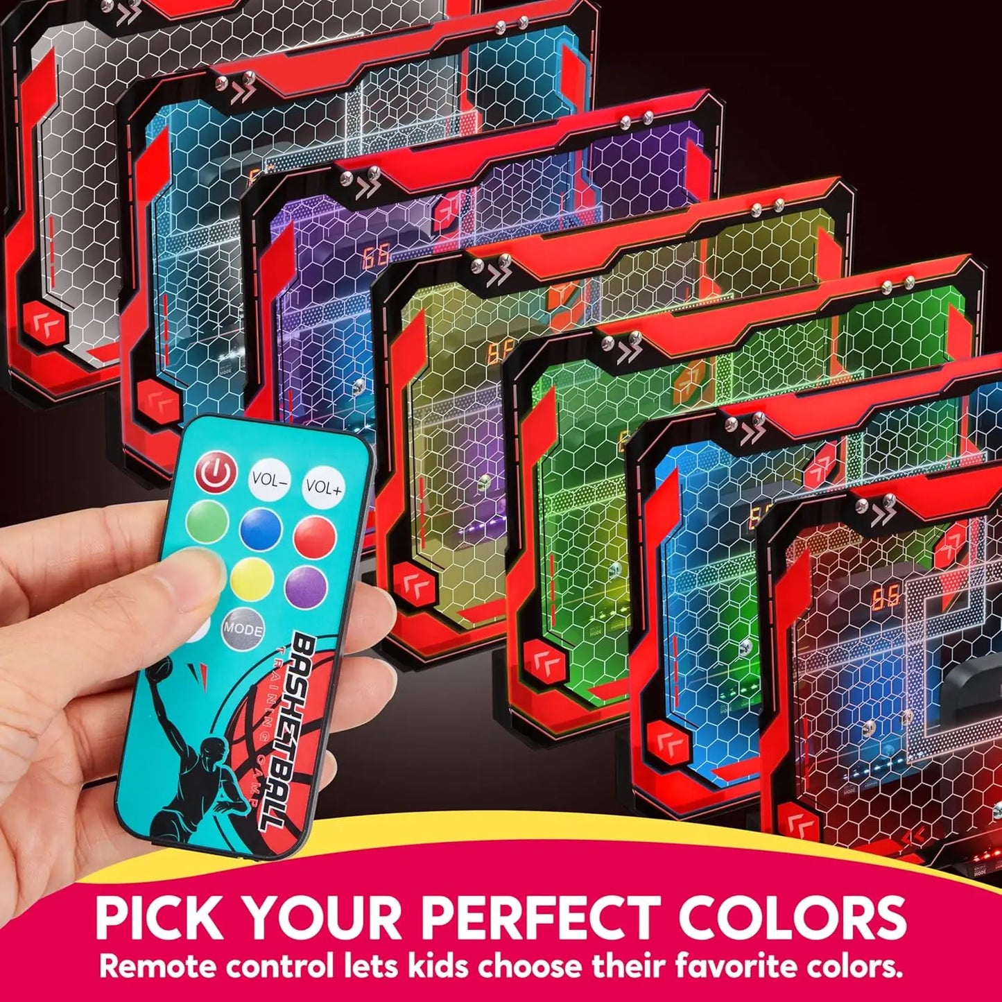 Joyfy Indoor Basketball Hoop Light Up Over The Door With Scoreboard And 4 Balls