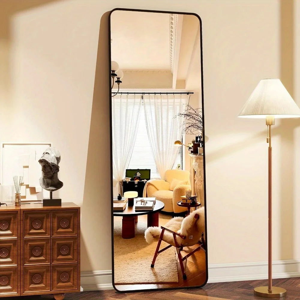 59 Inch By 16.2 Inch Full Length Mirror Standing Full Body Mirror Black