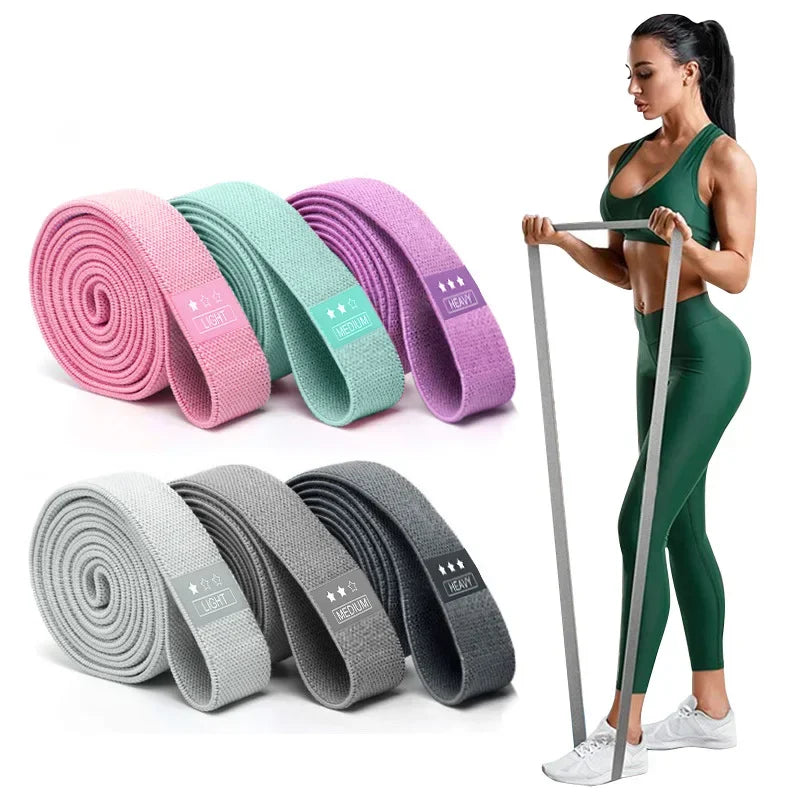 Three Piece Long Resistance Loop Band Set Unisex Fitness For Legs And Glutes