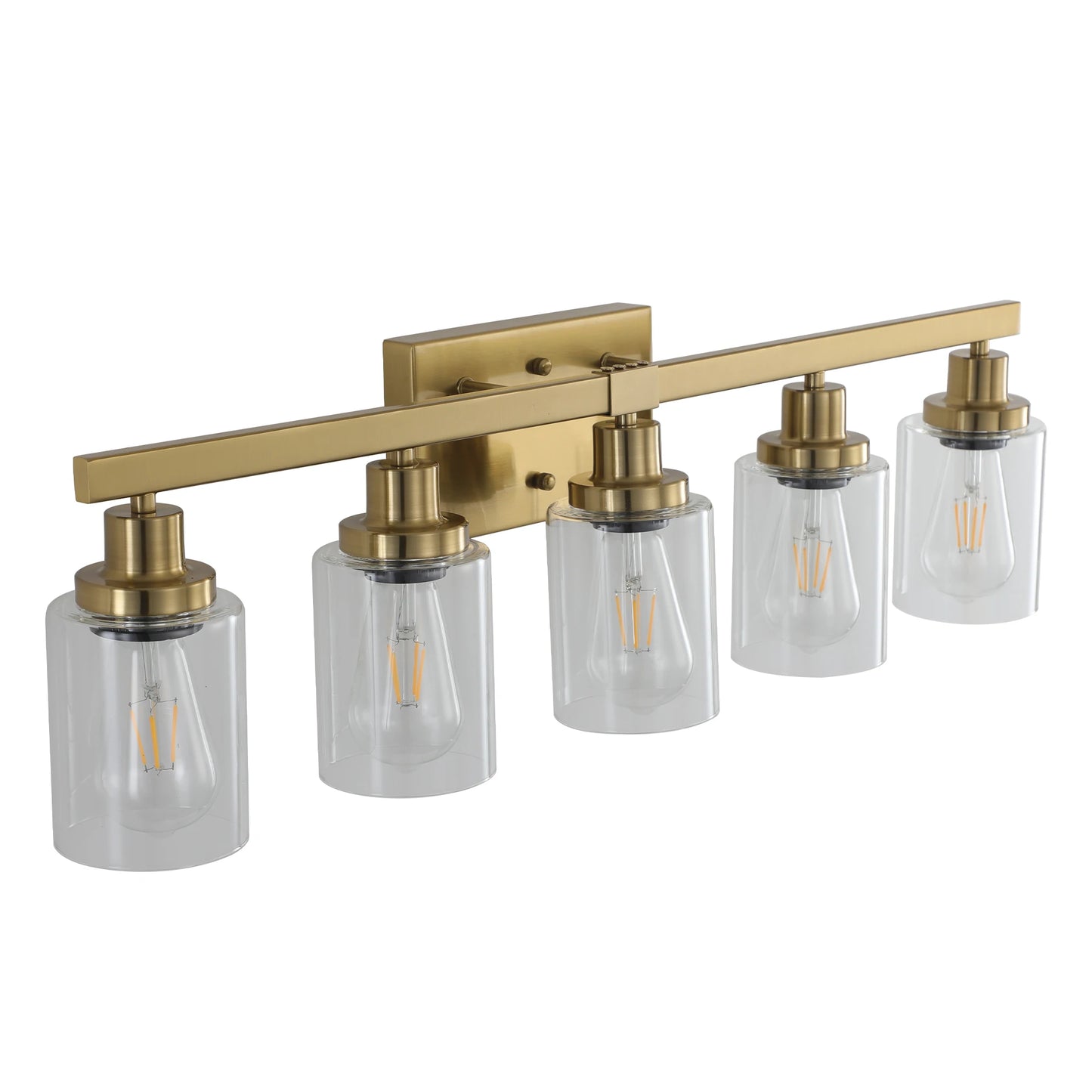 Modern Industrial Bathroom Vanity Light Five Light Sconce Clear Glass Lampshades