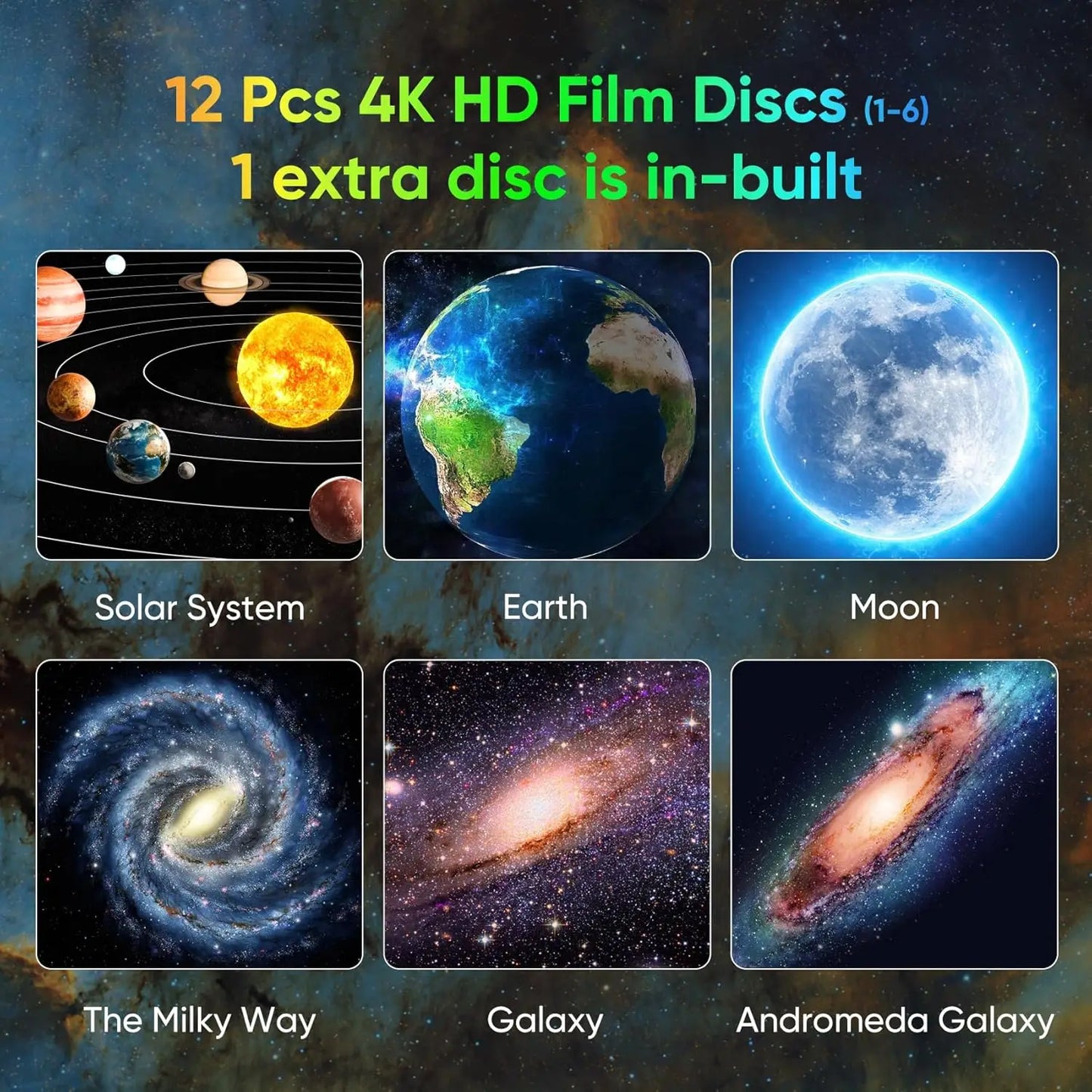 Galaxy Projector For Bedroom Adjustable Star Light 13 Discs Planetarium For Kids