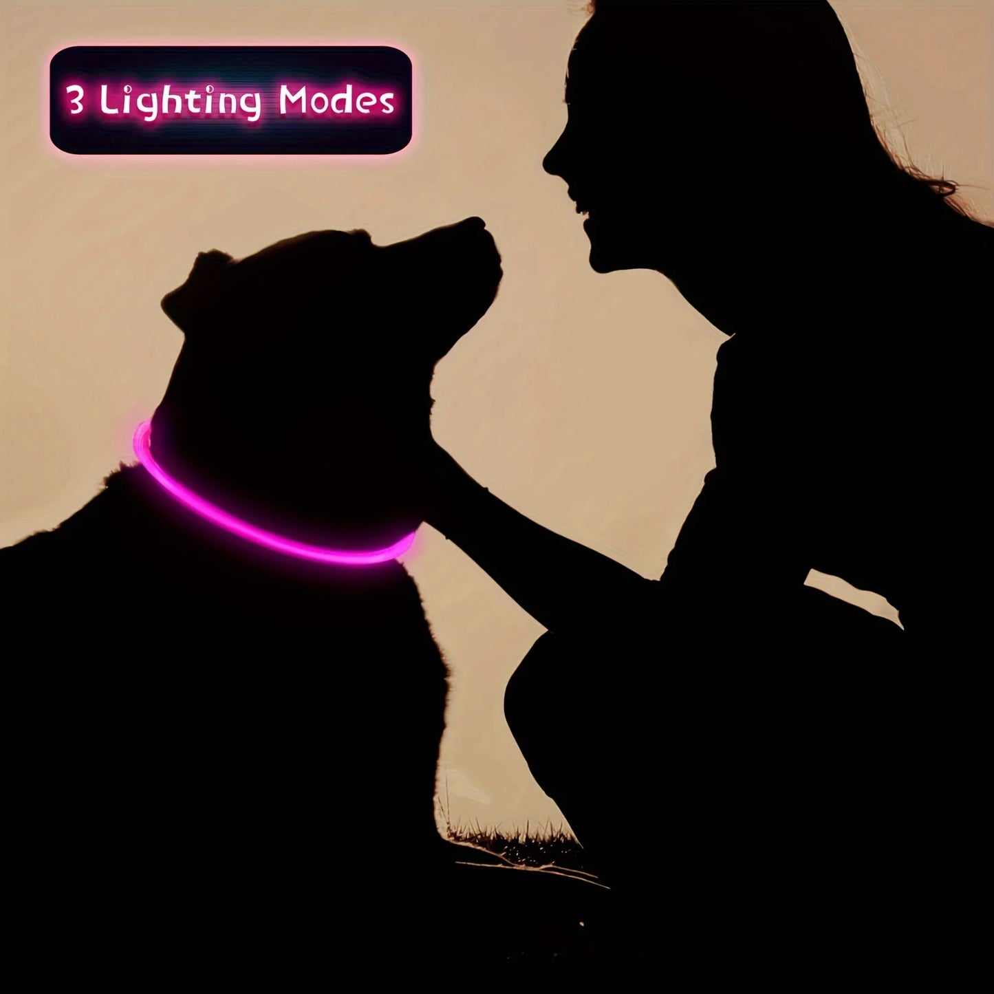 LED Light Dog Collar Luminous USB Rechargeable Anti Lost Reflective Nylon
