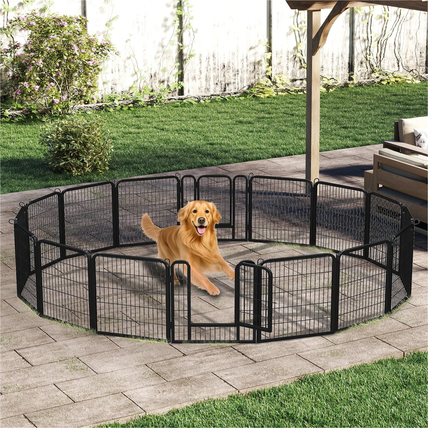 Heavy Duty Metal Puppy Playpen 24 32 40 Inch 8 Or 16 Panels Indoor Outdoor