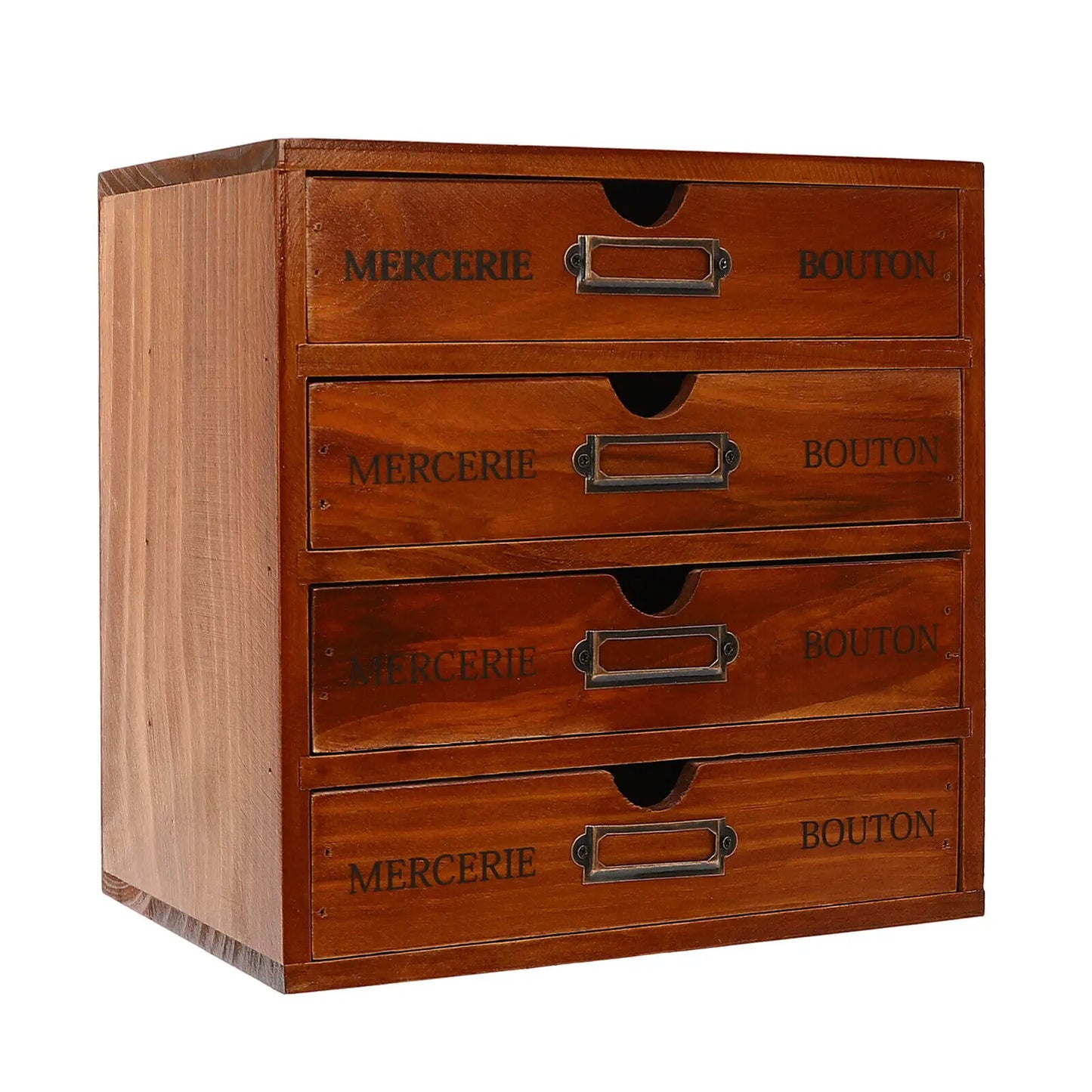 Four Tier Wooden Drawer Organizer Desktop with 16 Drawers Brown Storage Box