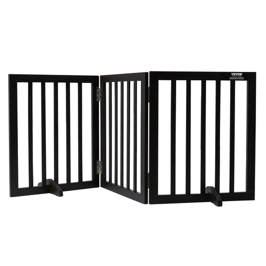 SucceBuy Free Standing Dog Gate 3 Panels Foldable Expandable For Narrow Passages