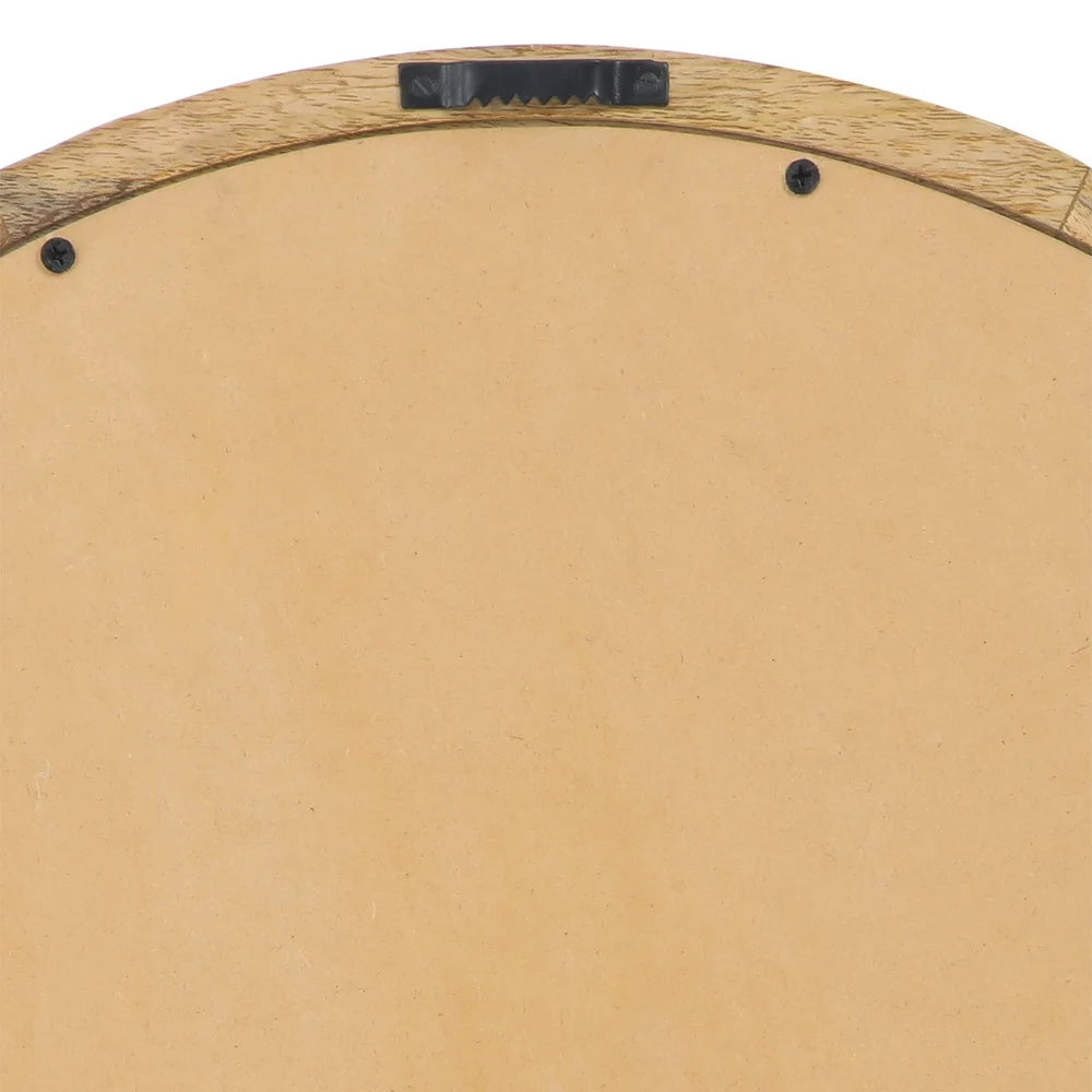 Modern Round Mirror with Mango Wood Frame Wall Decor Handcrafted Accent Piece Living Room Bedroom Hallway No Assembly Required