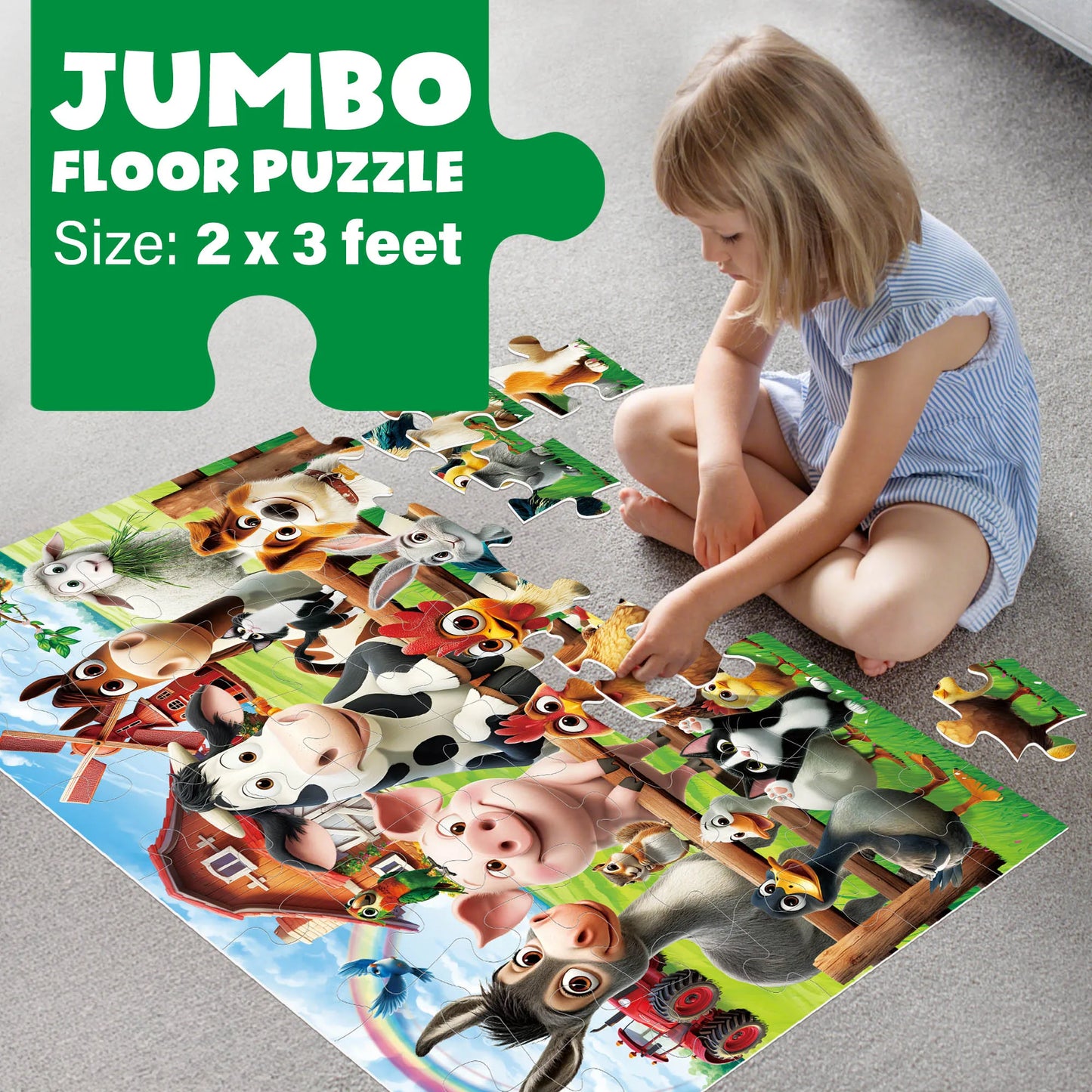 Floor Puzzles for Kids 48 Piece Farm Animals Ages 3 to 6 Large Jigsaw Gift