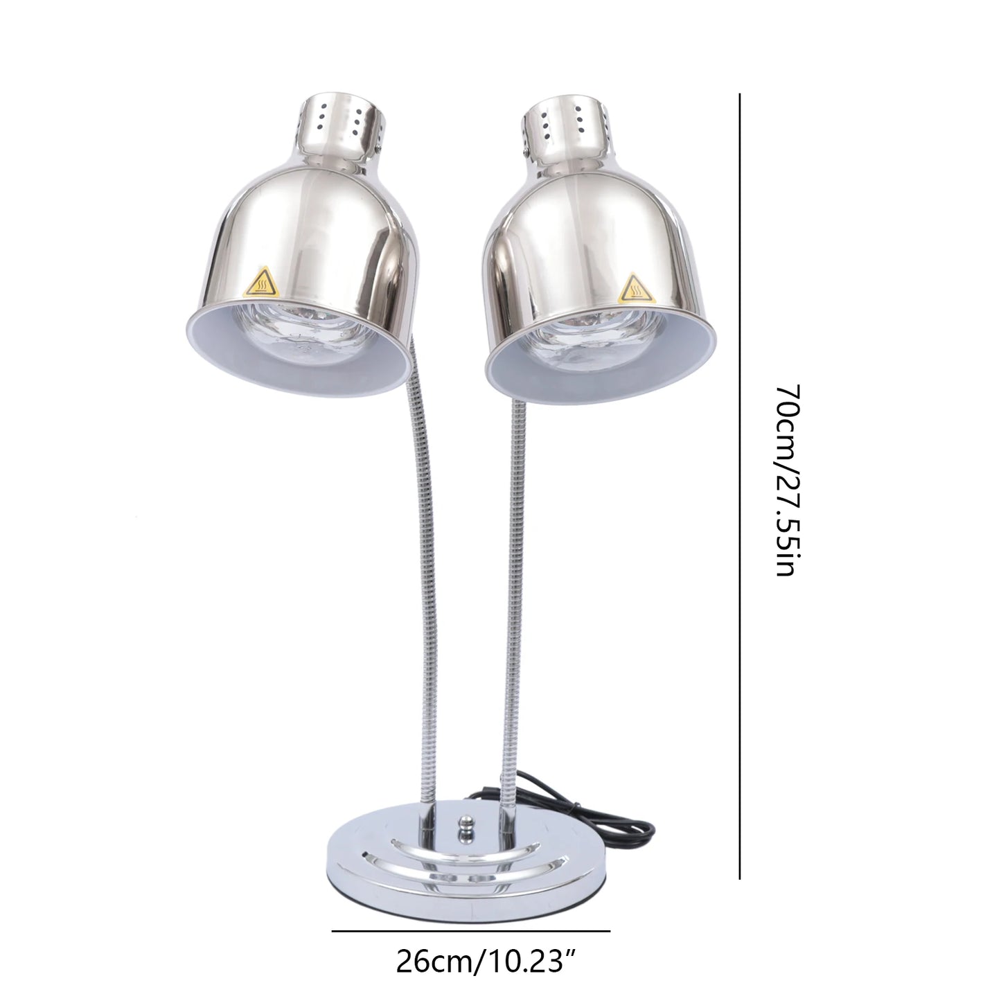 2 Light Food Heat Lamp Stainless Steel Warmer 110V 250W For Restaurant Buffet