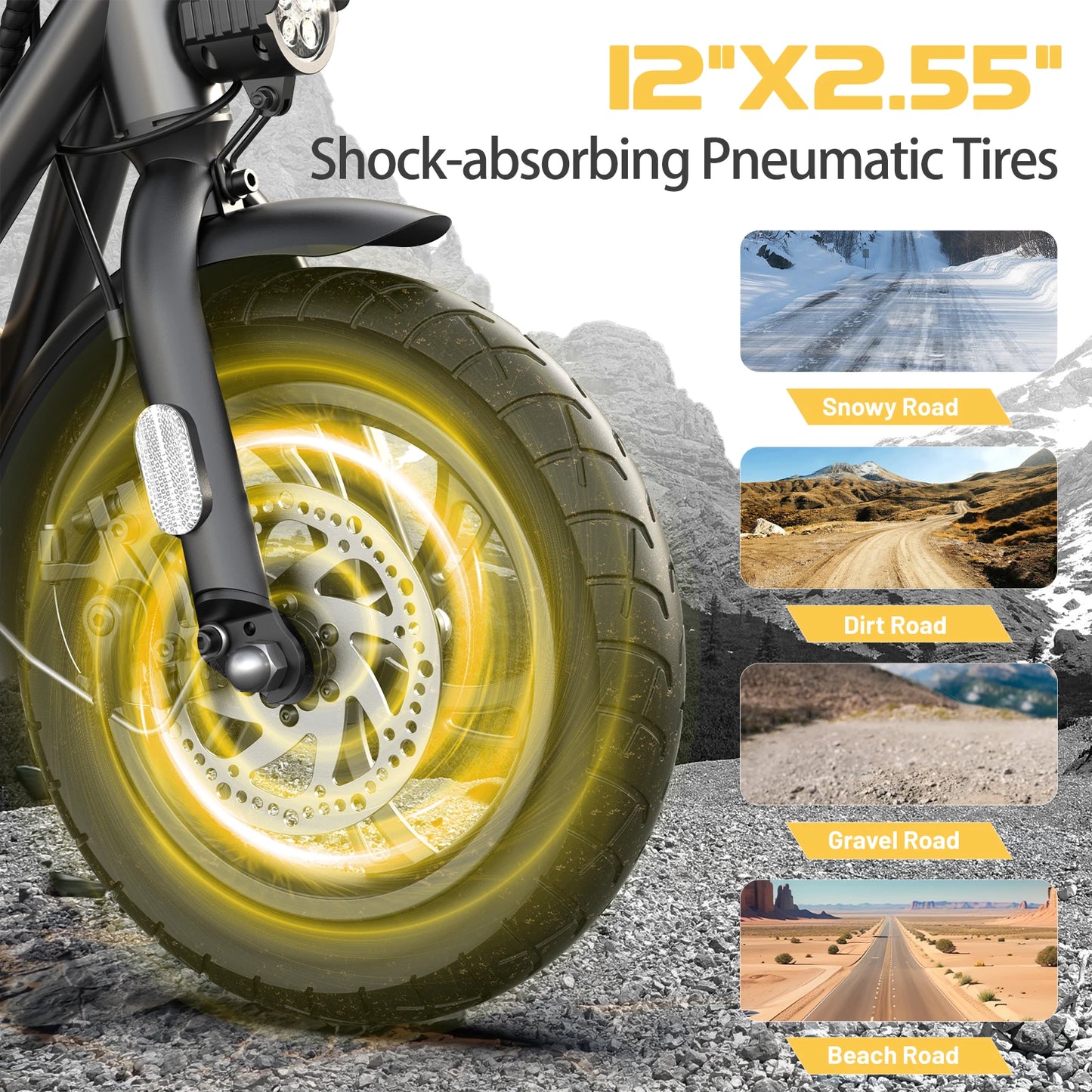 Peak 1200W Electric Scooter With Kids Seat 12 Inch Shock Absorbing Tires