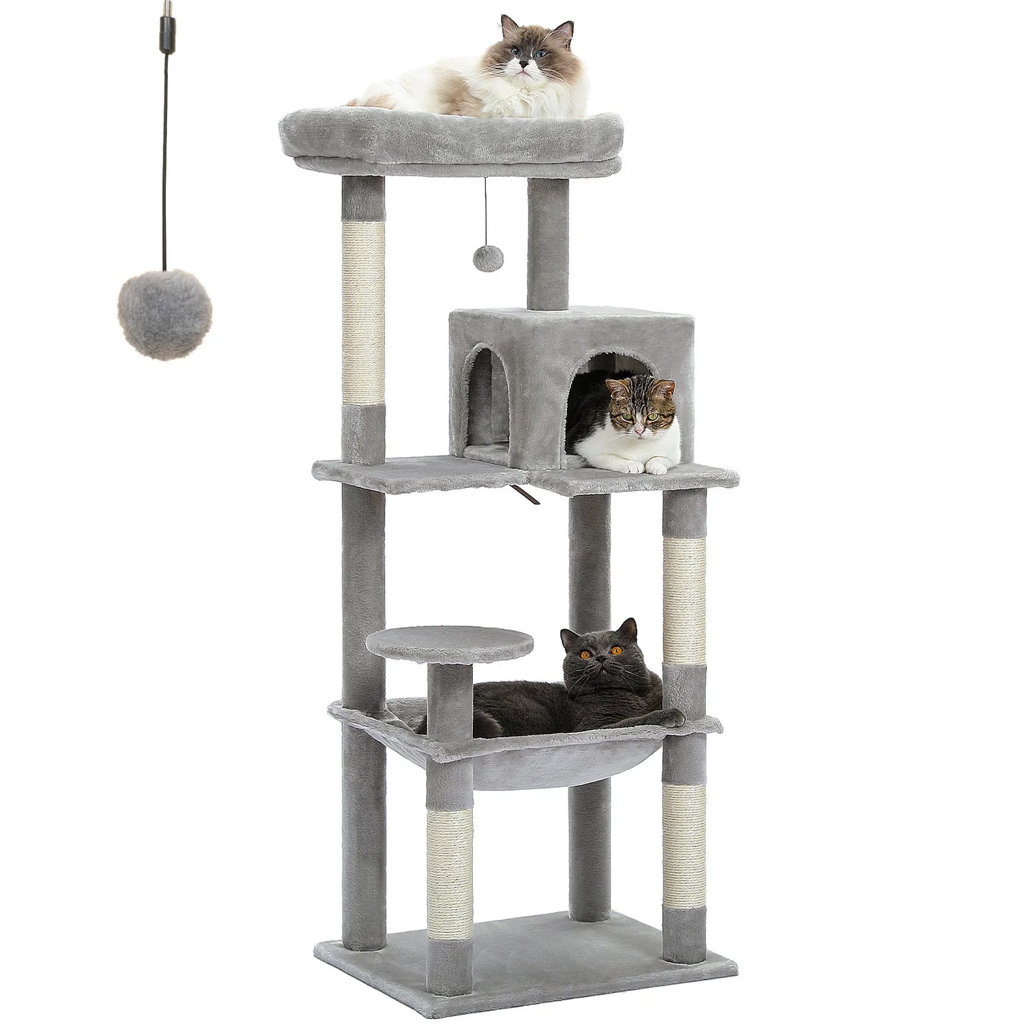 PAWZ Road 5 Level Cat Tree for Indoor Large Cats With Hammock and Sisal Posts