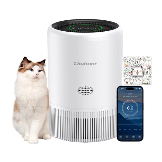 Chuboor Smart Air Purifier With App Alexa Control PM2.5 Monitor For Bedroom