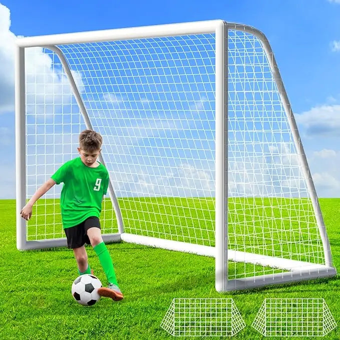 Portable 8x6ft Soccer Goal Set With Ground Stakes Net Included For Backyard Use