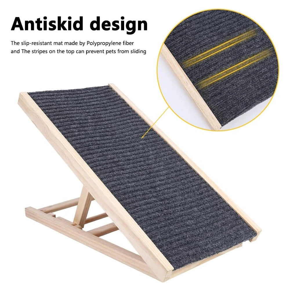 Wooden Portable Folding Pet Ramp For Dogs And Cats 27.5 Inch Long Adjustable