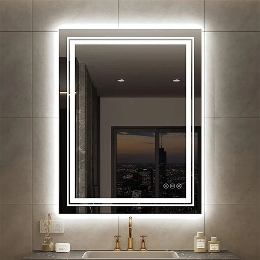 Wisfor LED Backlit Frameless Bathroom Vanity Mirror Anti Fog Dimmable Lighting