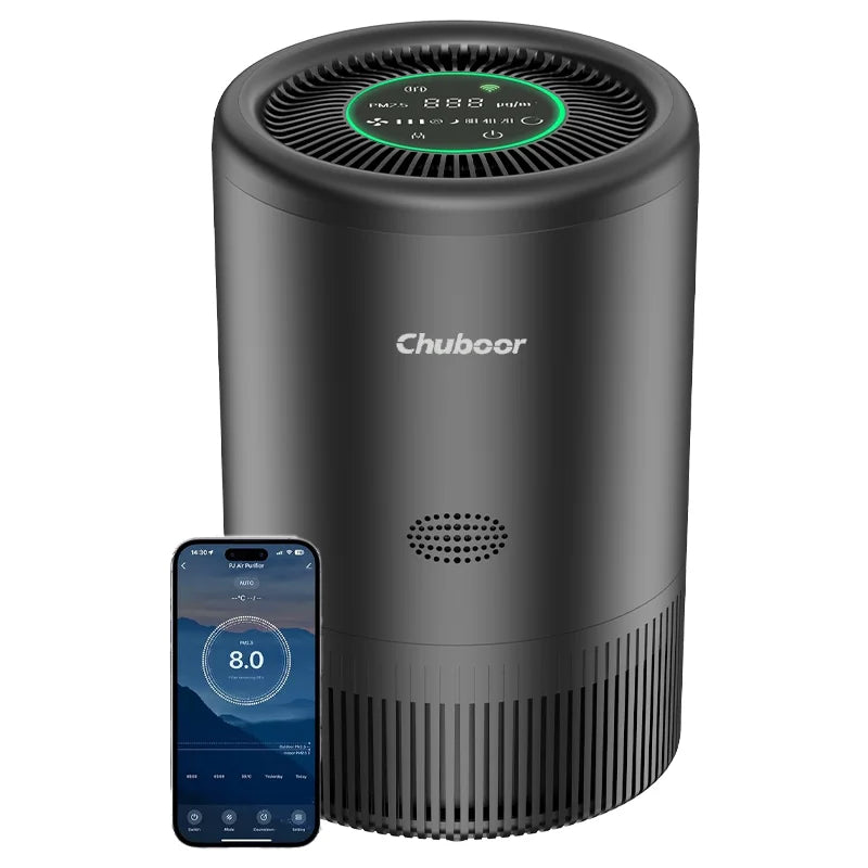 Chuboor Smart Air Purifier With App Alexa Control PM2.5 Monitor For Bedroom