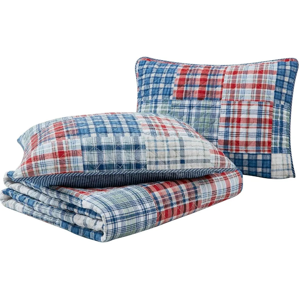 Queen Bamboo Fiber Quilt Set 3 Piece Reversible Bed Cover With Matching Pillow