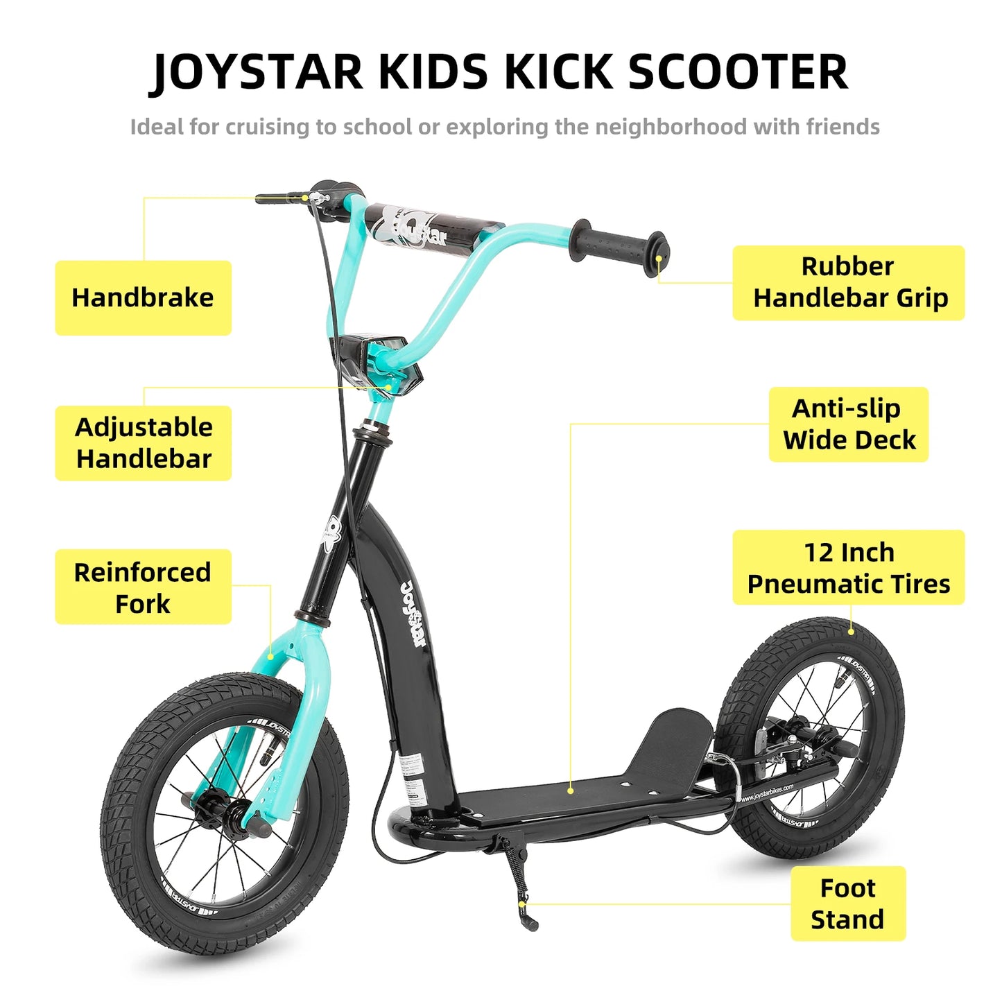 Joystar Kids Kick Scooter Lightweight With Adjustable Handlebar And Rear Brakes
