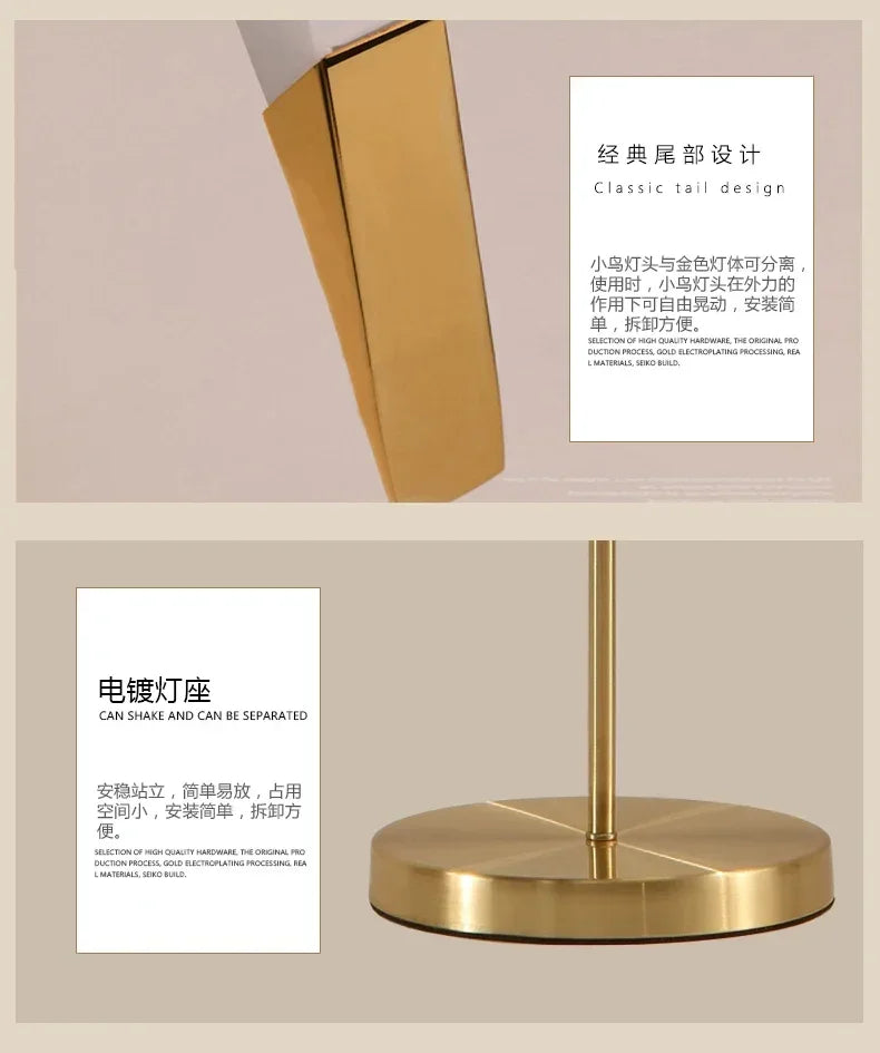 Creative LED Bird Floor Lamp Nordic Designer Standing Lamp For Bedroom Study