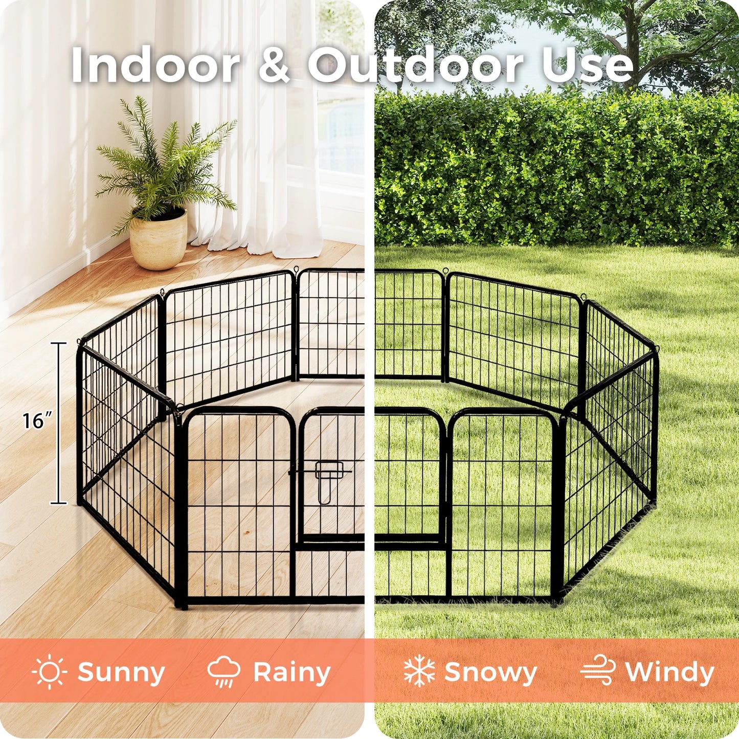 Heavy Duty Metal Puppy Playpen 24 32 40 Inch 8 Or 16 Panels Indoor Outdoor