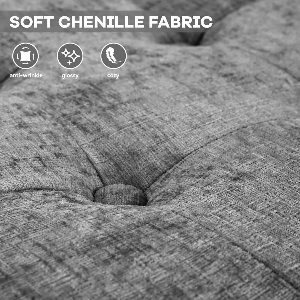 Chenille Ottoman Coffee Table With Large Storage Dark Grey Easy Assembly