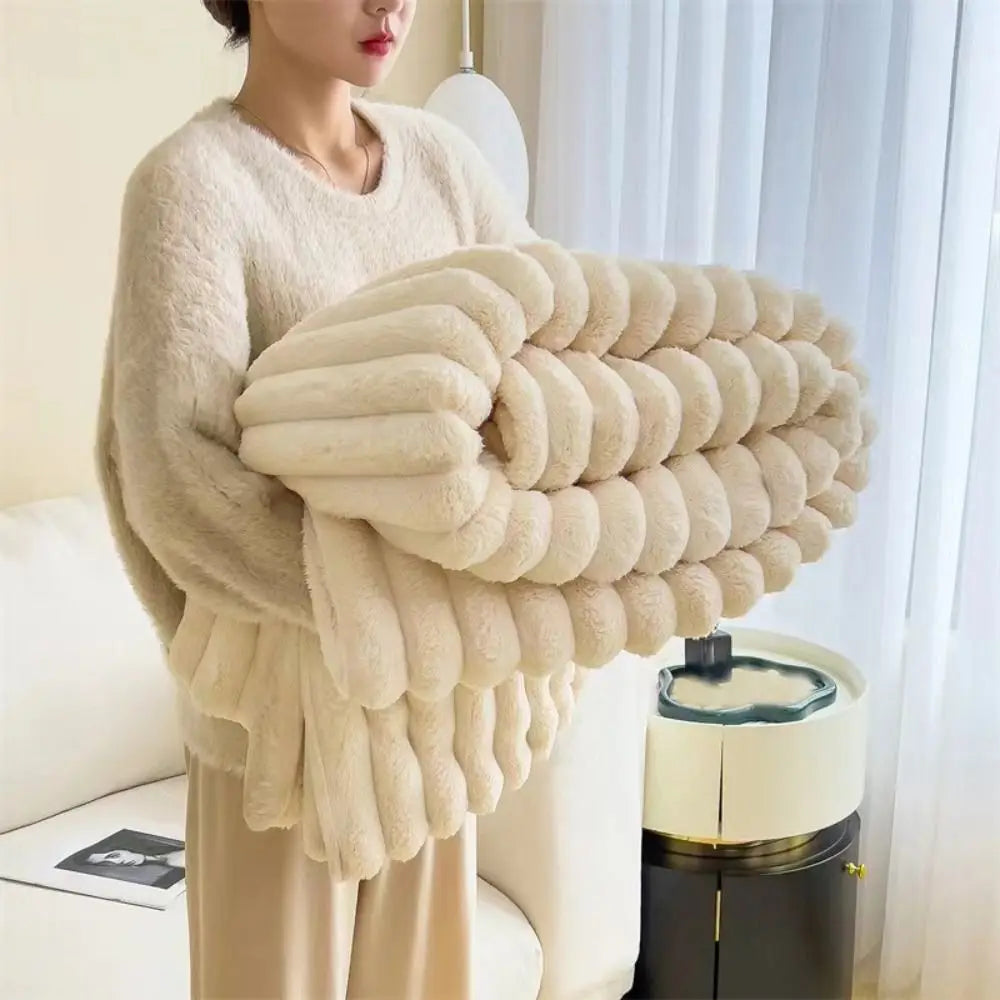 New Double Sided Warm Blanket Breathable Throw Solid Color Cotton