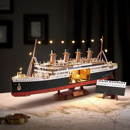 Robotime Rolife Classic Luxury Cruise Ship 3D Puzzle With LED Lights